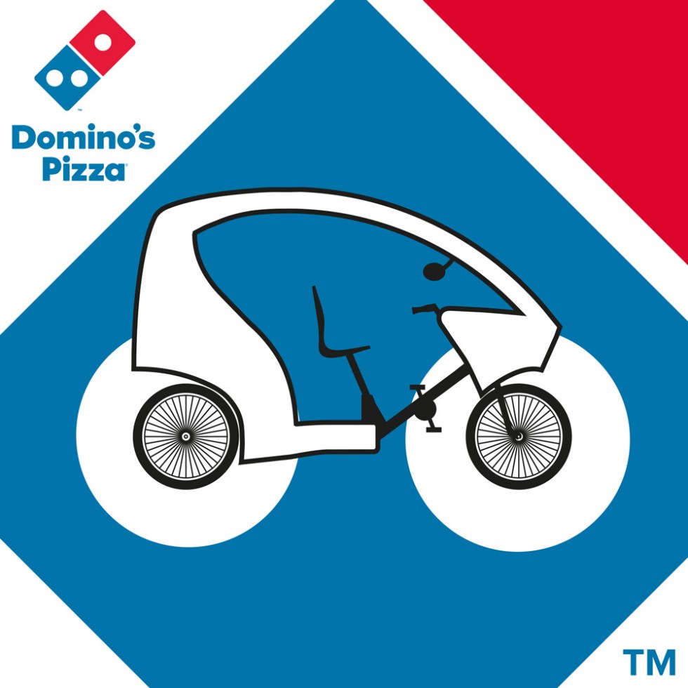 Habillage graphique de cyclotaxi pour Domino's Pizza